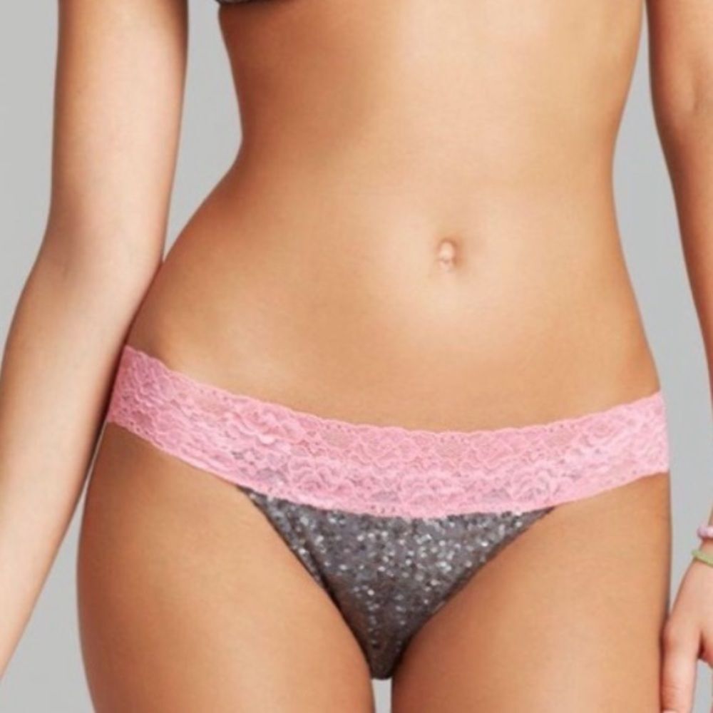 Beach Bunny Sequin Bikini Bottom Gray Pink